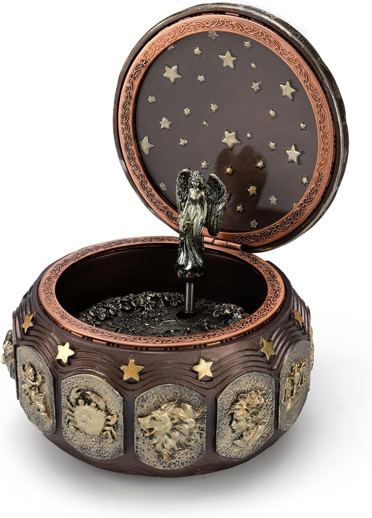 Old World Astrology Zodiac Themed Animated Musical Trinket Keepsake - Many Songs to Choose - Rainbow Connection