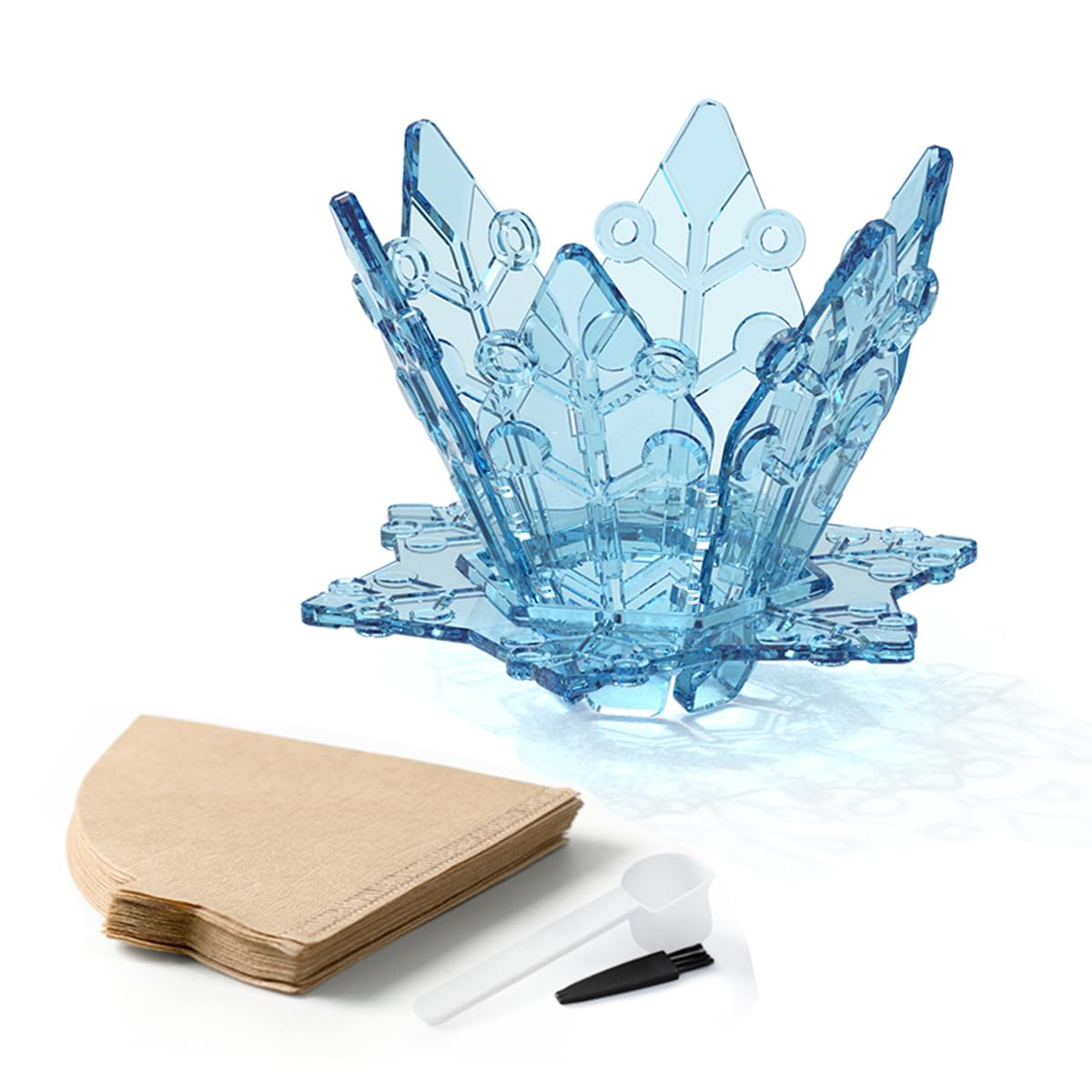 LUKELI Collapsible Pour Over Coffee Dripper,Reusable Coffee Filter Holder with 40Pcs Cone Coffee Paper Filters for Home, Camping, Travel, Office (Blue)