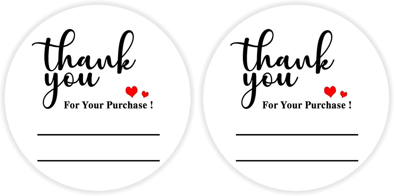 Thank You for Your Purchase Stickers,Thank You Labels with Lines,Writable Stickers for Business,Bakery,Cafe,Boutiques,2 Inch 500 Pcs Per Pack (Pack of 2)