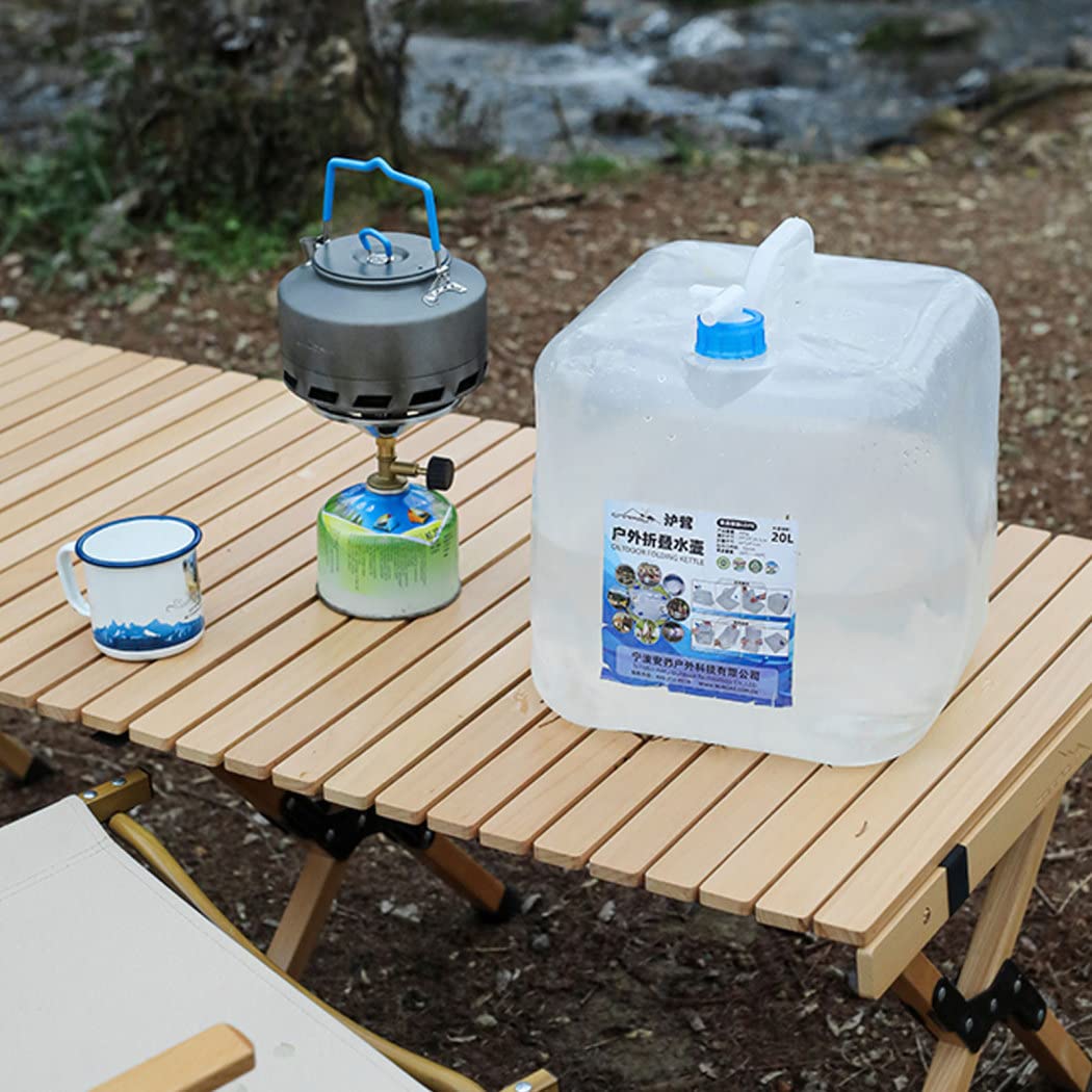 Wasserkanister mit Hahn 20L, Wassertank Faltbar mit Zapfhahn, Faltkanister mit Tragegriff und Schraubdeckel, Tragbar Trinkwasser Faltkanister Wasserbehälter BPA Frei, Notbereitschaft