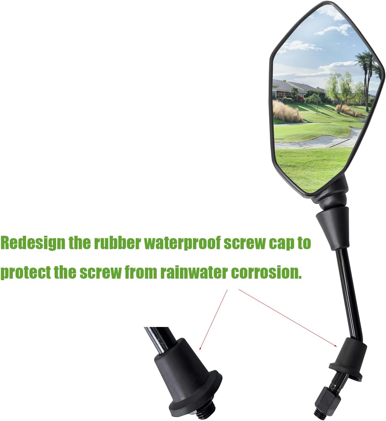 MAMIKO Universal Motorcycle Rear View Mirrors for M8 M10 Threaded Bolt Double Take Mirror Mount Compatible with Motorcycle Scooter Moped Polaris Sportsman Honda ATV Dirt Bike Cruiser