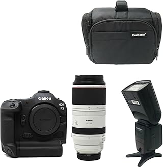 KamKorda Camera Bag+ Flash + R3 Mirrorless Digital Camera + RF 100-500mm f/4.5-7.1L IS USM Lens, 24MP Full Frame CMOS Sensor, DIGIC X Image Processor, 6K60 Raw 4K120 10Bit Video + 2 Year Warranty