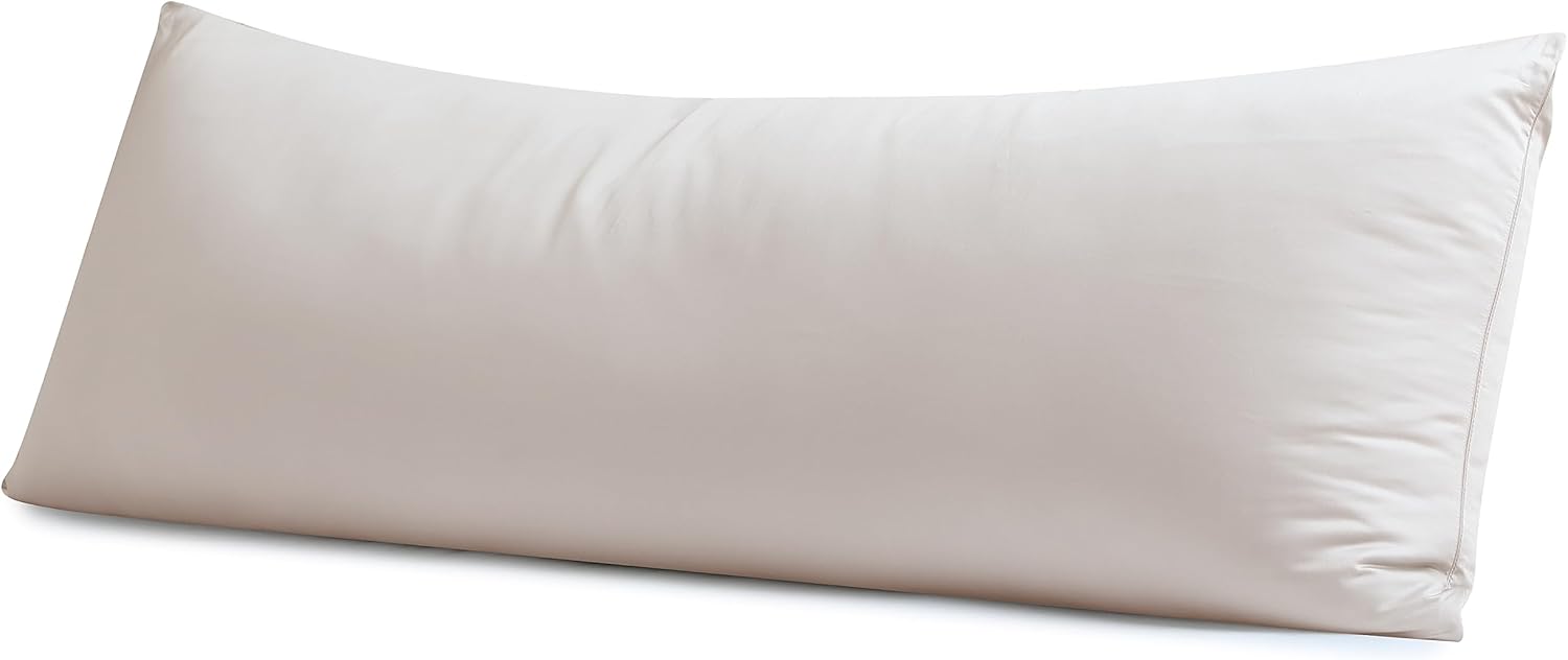 Body Pillow Cover Long Pillow Case,100% Egyptian Cotton Bed Pillow Protector with Zipper,400 Thread Count Cooling Full Body Pillowcase for Adults 20x54 Inches (1 Pack, Light Beige)