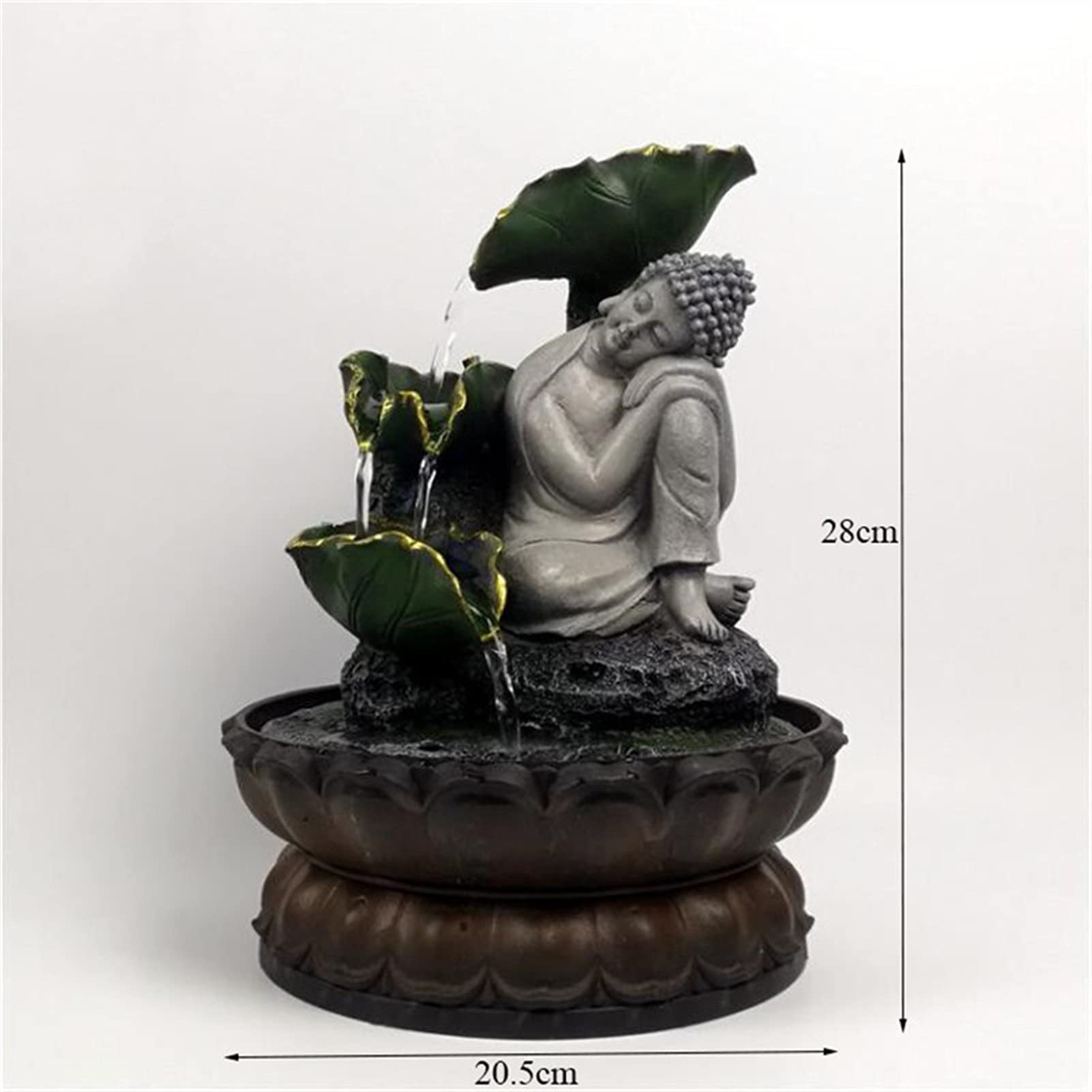 BONAD Fontaine d'intérieur Fabriqué à la Main Assise Statue Bouddha Statue Courante Eau LED Fontaine Zen Salon Feng Shui Waterscape Ornements Home Artisanat Fontaine de Méditation