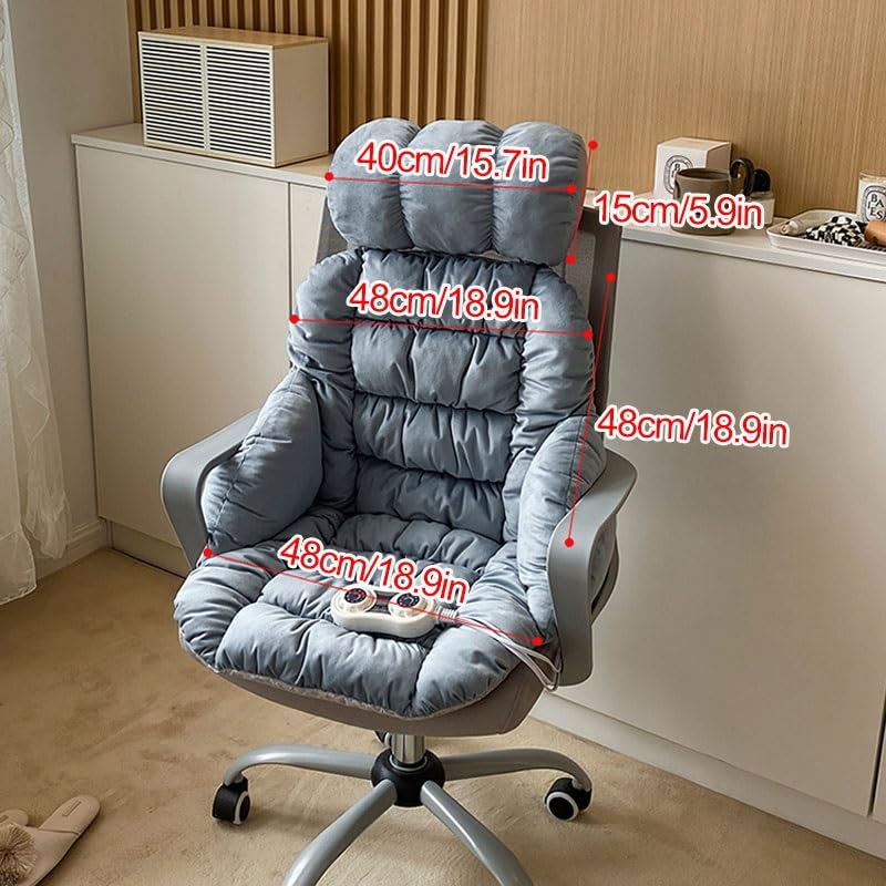 Cojín for Silla de Escritorio, Cojín de Asiento con Calefacción y Respaldo, con Lazos, Funda Extraíble, Cojín for Asiento de Dormitorio, Adecuado for Sillas de Oficina, Mecedoras(White)