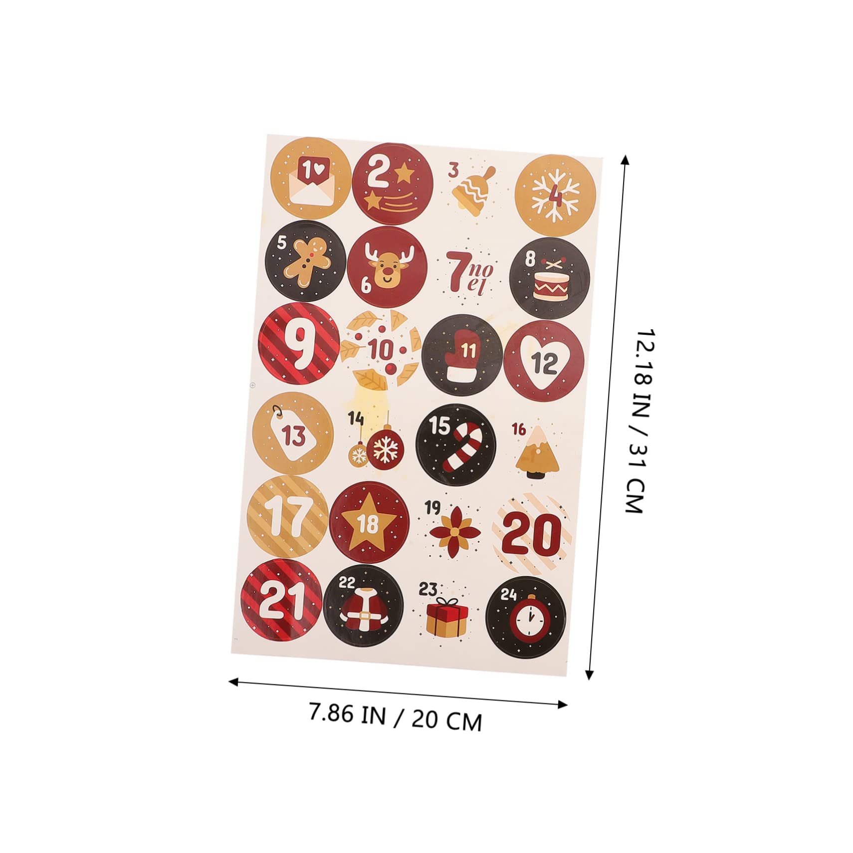 SHERCHPRY 30fogli Adesivi Natalizi Per Regali Di Etichette Numerate Per Calendario Avvento Facili Da Attaccare Su Borse e Scatole Design Creativo Con Elementi Natalizi Per Decorazioni