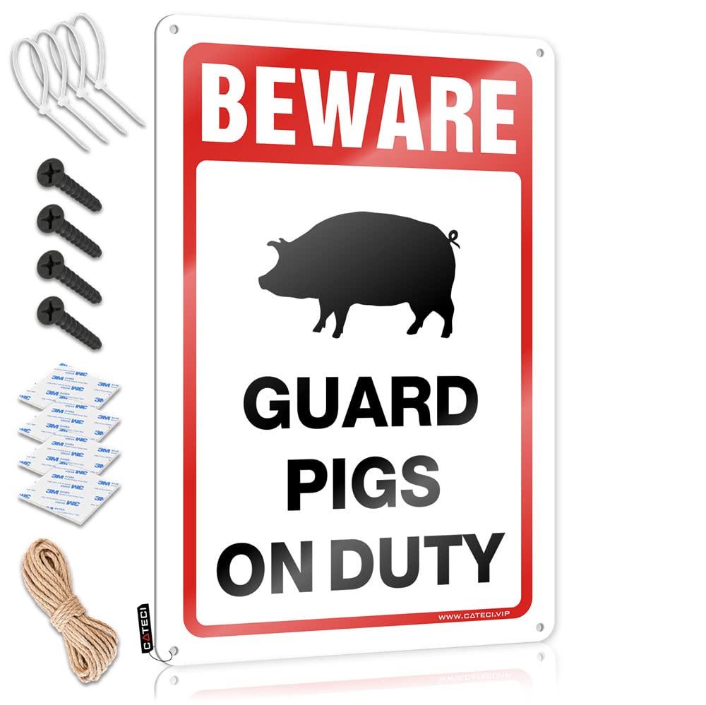 IBWNBBUSN Bar Mirrors For Man Cave Beware! Guard Pigs On Duty Sign Retro Metal Signs Funny Metal Bar Signs(30X40CM)