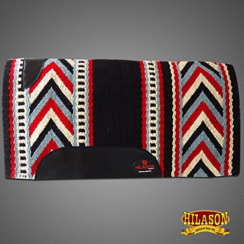 HILASON Western New Zealand Wool Horse Saddle Blanket Black Blue White