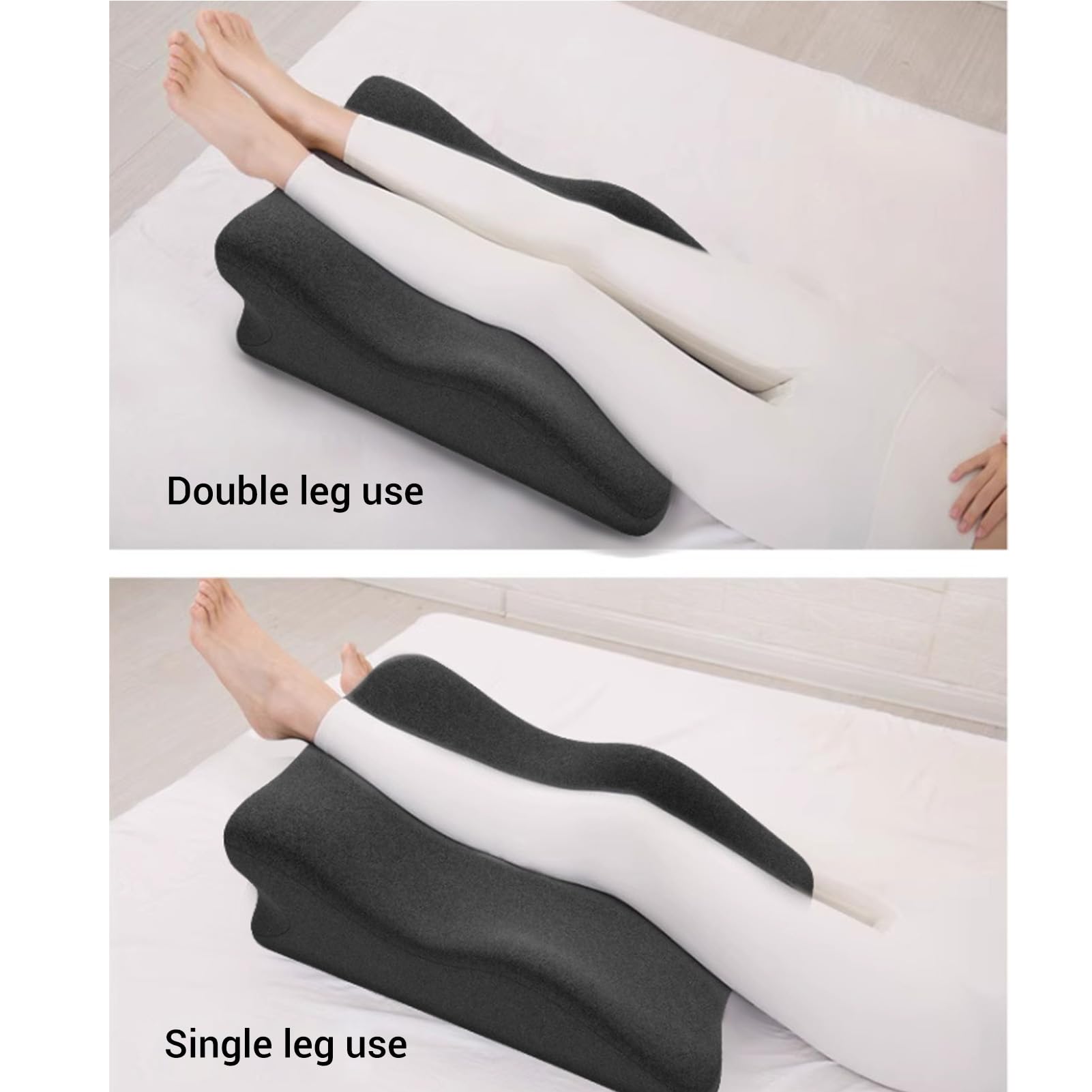Almohada Elevadora de Piernas, Cojín Ergonómico y Cómodo para una Máxima Relajación en Casa, 60x21x35cm (Gris Oscuro)