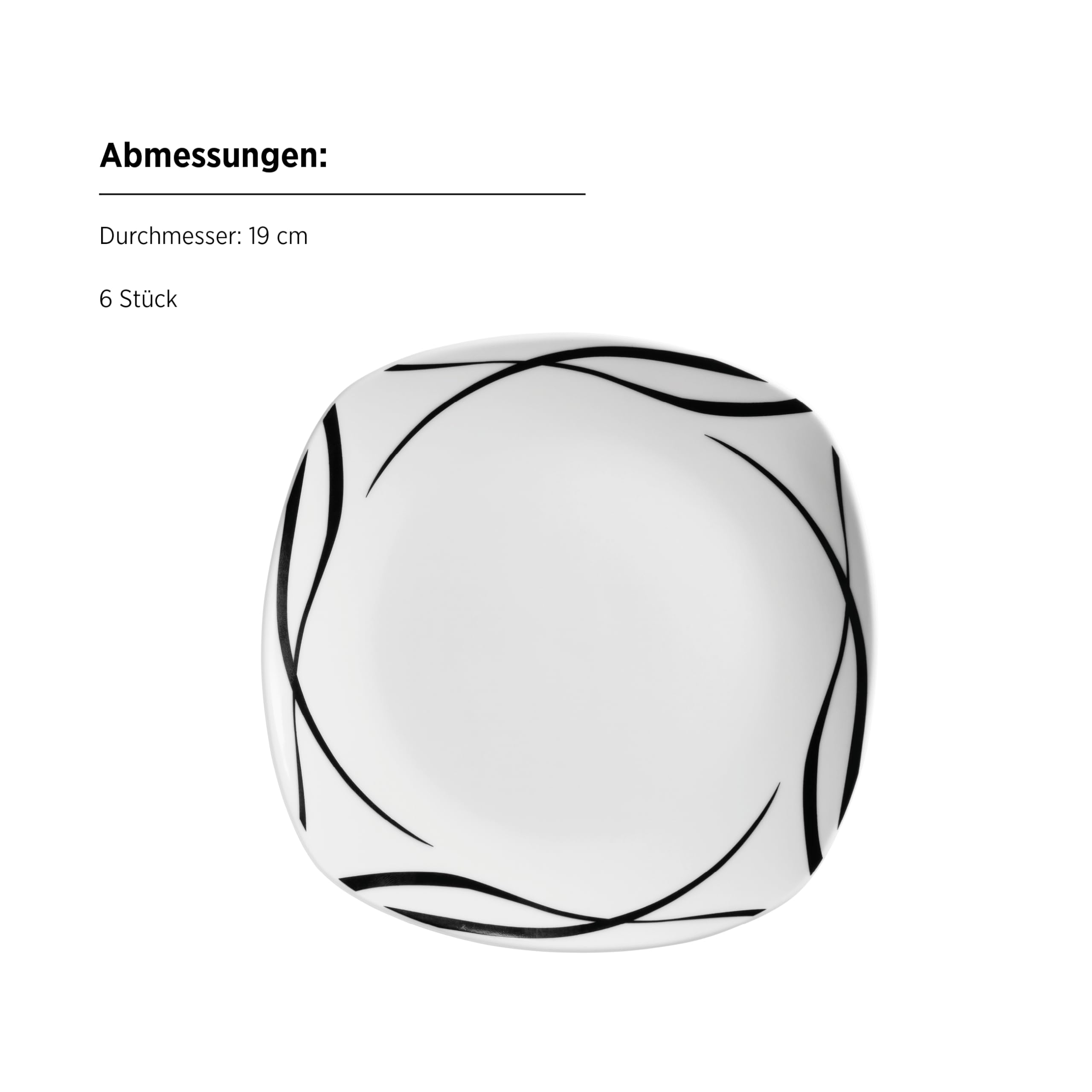 MÄSER Serie Decora, Teller Set für 6 Personen, 18-teiliges Essgeschirr in eckiger Form, elegant, zeitlos, Porzellan, Weiß