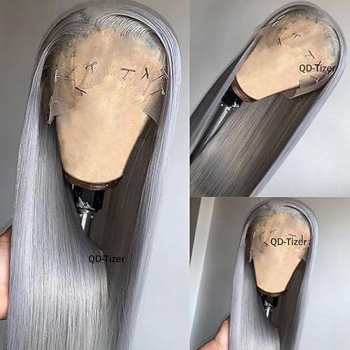 Miniatura 9 de QD-Tizer - Peluca de moda de cabello sintético largo lacio con encaje frontal para mujer