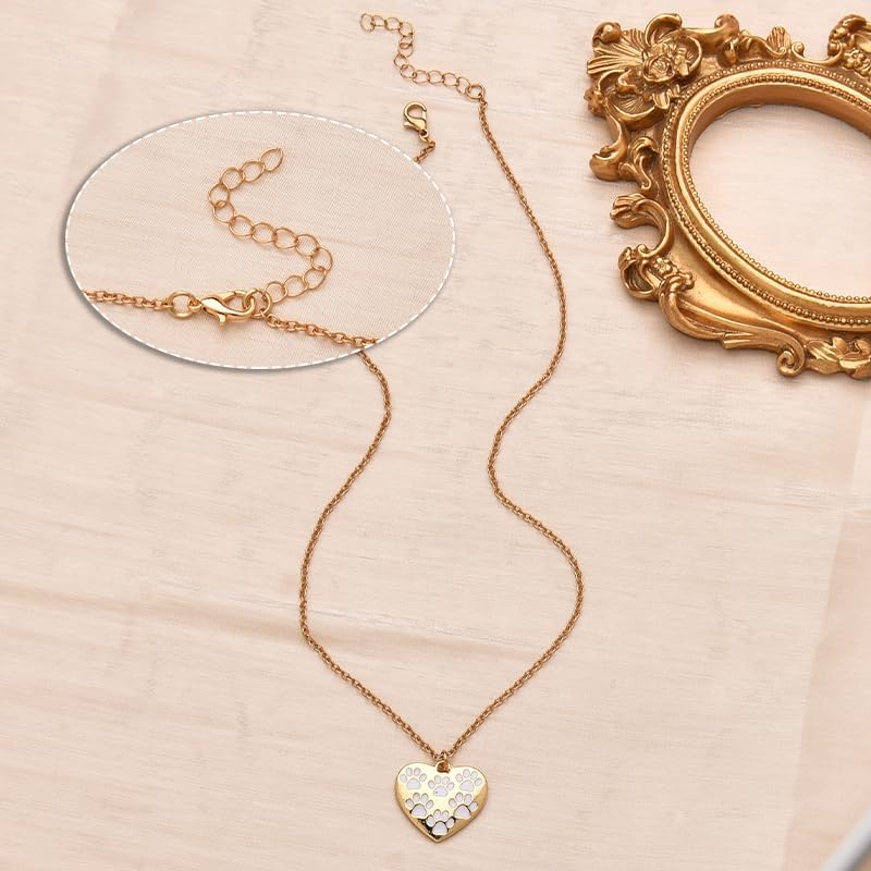 Heart Necklace for Women Paw Print Necklace Pet Memorial Necklaces for Dogs Cat Lover Gifts for Women Gifts for Grieving Pet Owners Birthday Gift for Best Friend Family Heart Pendant Necklaces - Image 5