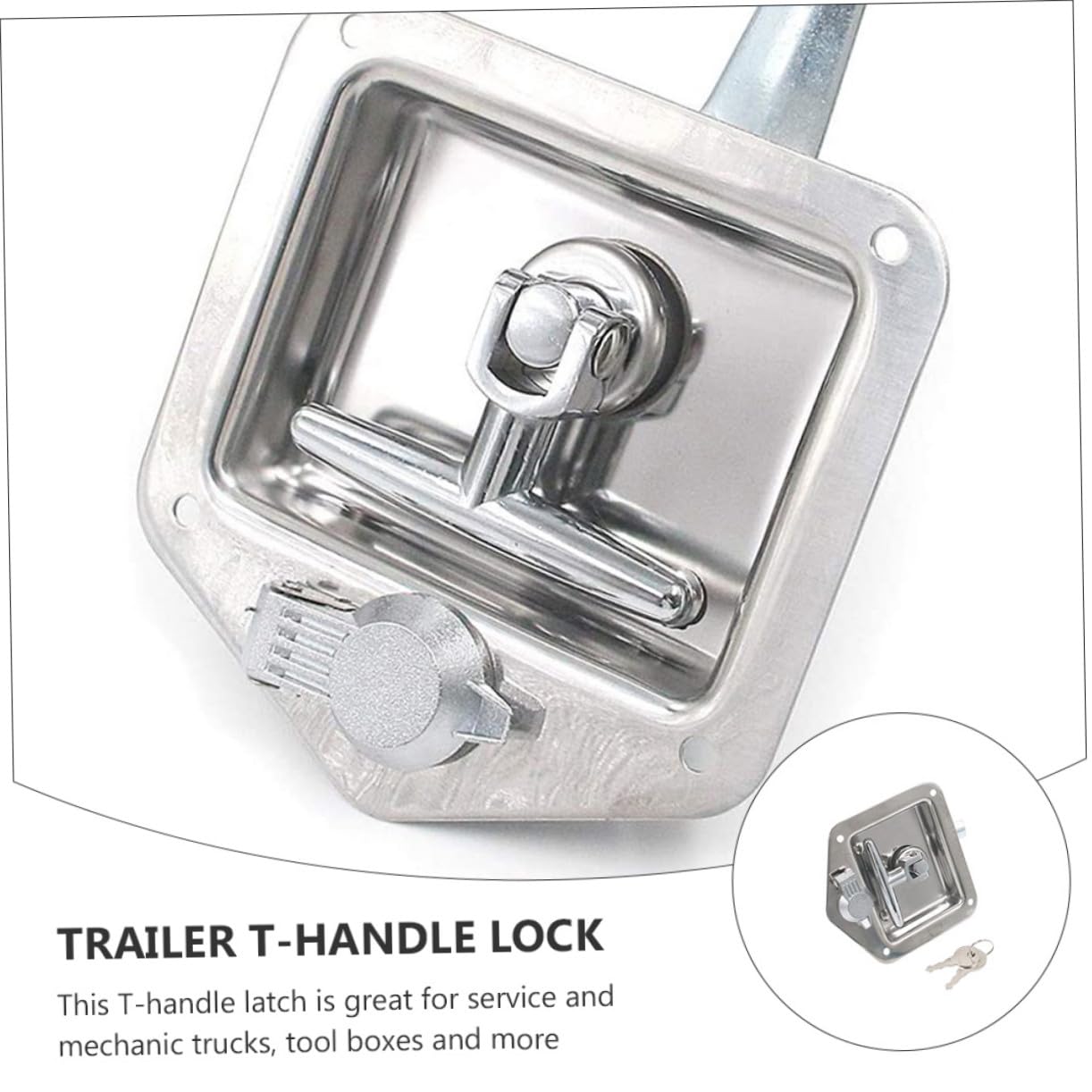 HOMSFOU Serratura T in Acciaio Inox Serratura per Rimorchio Chiavistello per Porta Rimorchio per Cassone Completo con Maniglia T e Chiavi