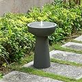 Puulye 23.23" H Outdoor Water Fountain Made with Eco-Friendly Recyclable Materials, Polyethylene Bird Bath Bubbler Water Fountain Outdoor, Garden Decor with LED Light & Pump for Patio (Andesite)