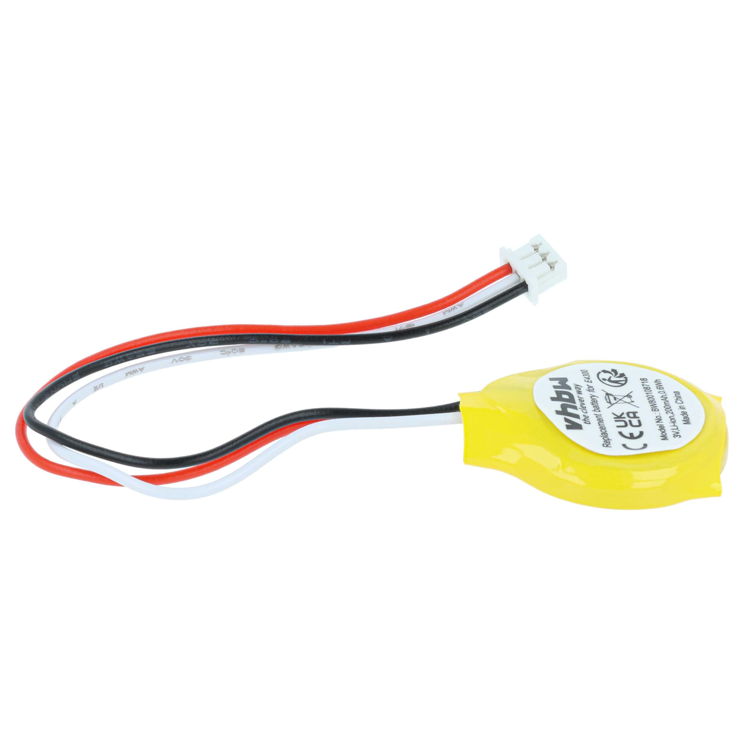 vhbw batteria bios compatibile con Dell Latitude E6400, E6410, E6500, E6510, E5400, E4300 computer notebook (200mAh, 3V, Li-Ion)