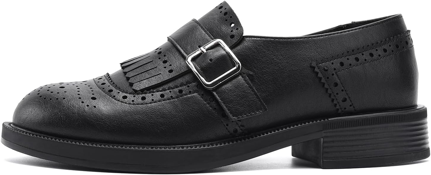 Chunky Loafers for Women, Women's Leather Platform Loafers, Lug Sole Tassel Slip On... - Image 3