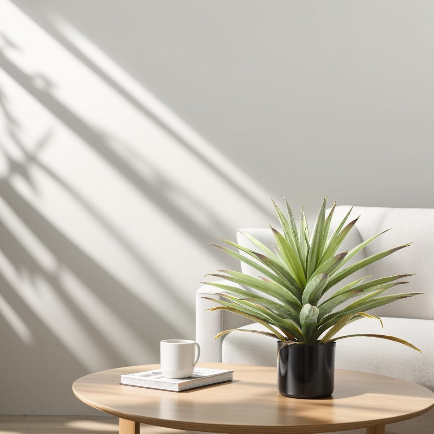 20” Tall Artificial Agave Corn Plant in Pot Lifelike Faux Bonsai for Home Decor (Green, Indoor)