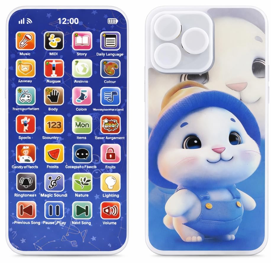 Image of Goyal's Kids Educational Music Phone Toy with Lights & Sound | Rechargeable Type C Learning Mobile for Toddlers | ABC Numbers Animals Sound Toy Phone | Interactive Early Learning Toy for Boys & Girls