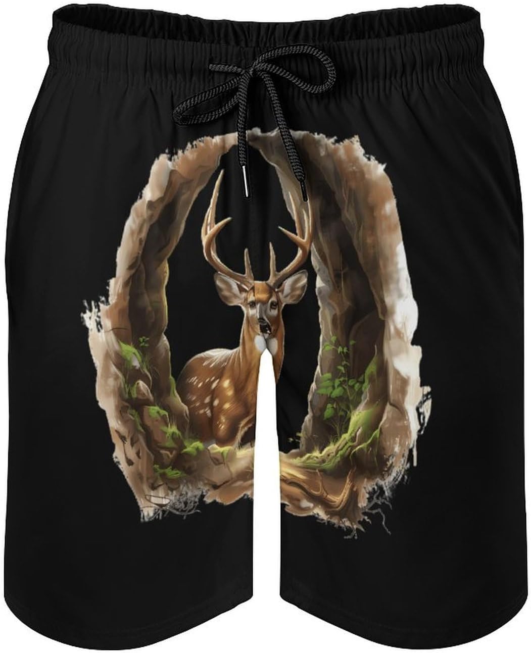 3D Deer Casual Men's Swim Trunks Novelty Summer Beach Shorts Swimwear with Pocket