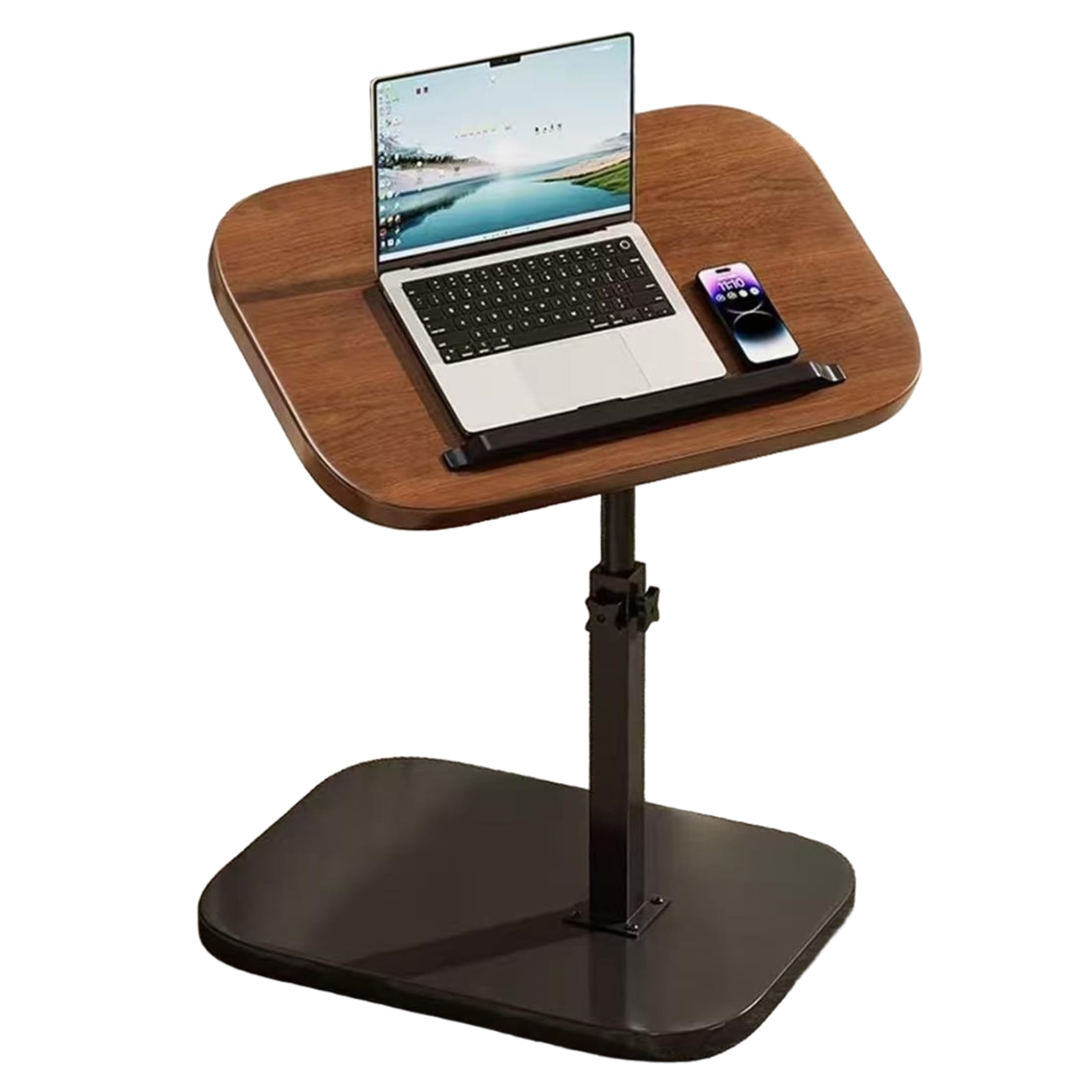 Neptuiby Couch Tables That Slide Under, C Shaped End Table Adjustable Folding TV Tray Table with Swivel Top, 18.5-29.53 Inch.