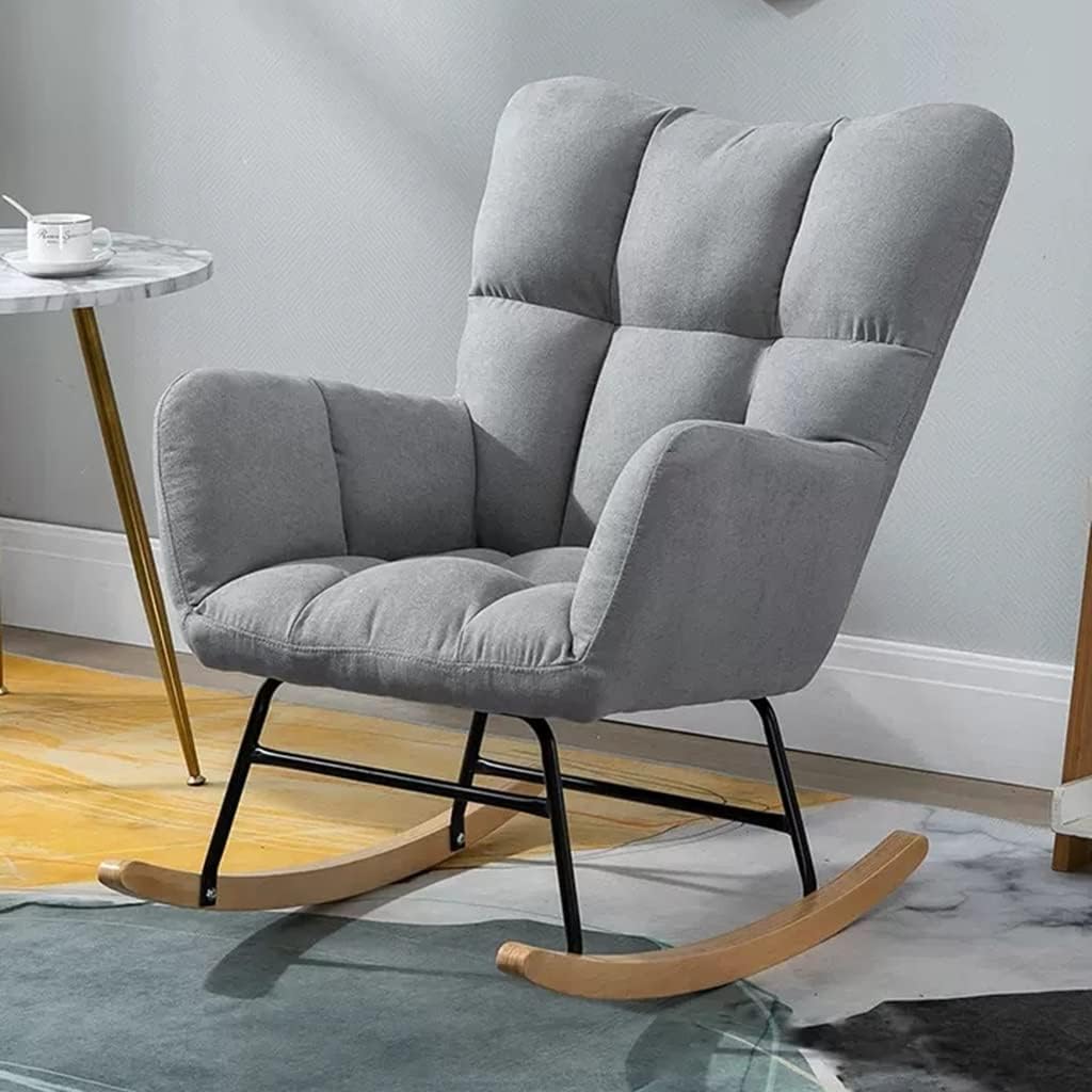 Rocker Glider Chair Rocking Chair for Nursery Modern Teddy Fabric Nursing Chair for Mom and Baby,Accent Upholstered Rocker Glider Chair with High Backrest for Bedroom Living Room ( Color : Gray-3 )