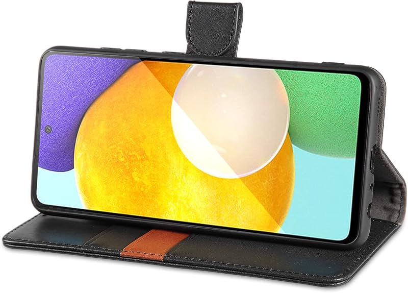 LENSUN Samsung Galaxy A52 valódi bőr tok mágneses zárral bordó
