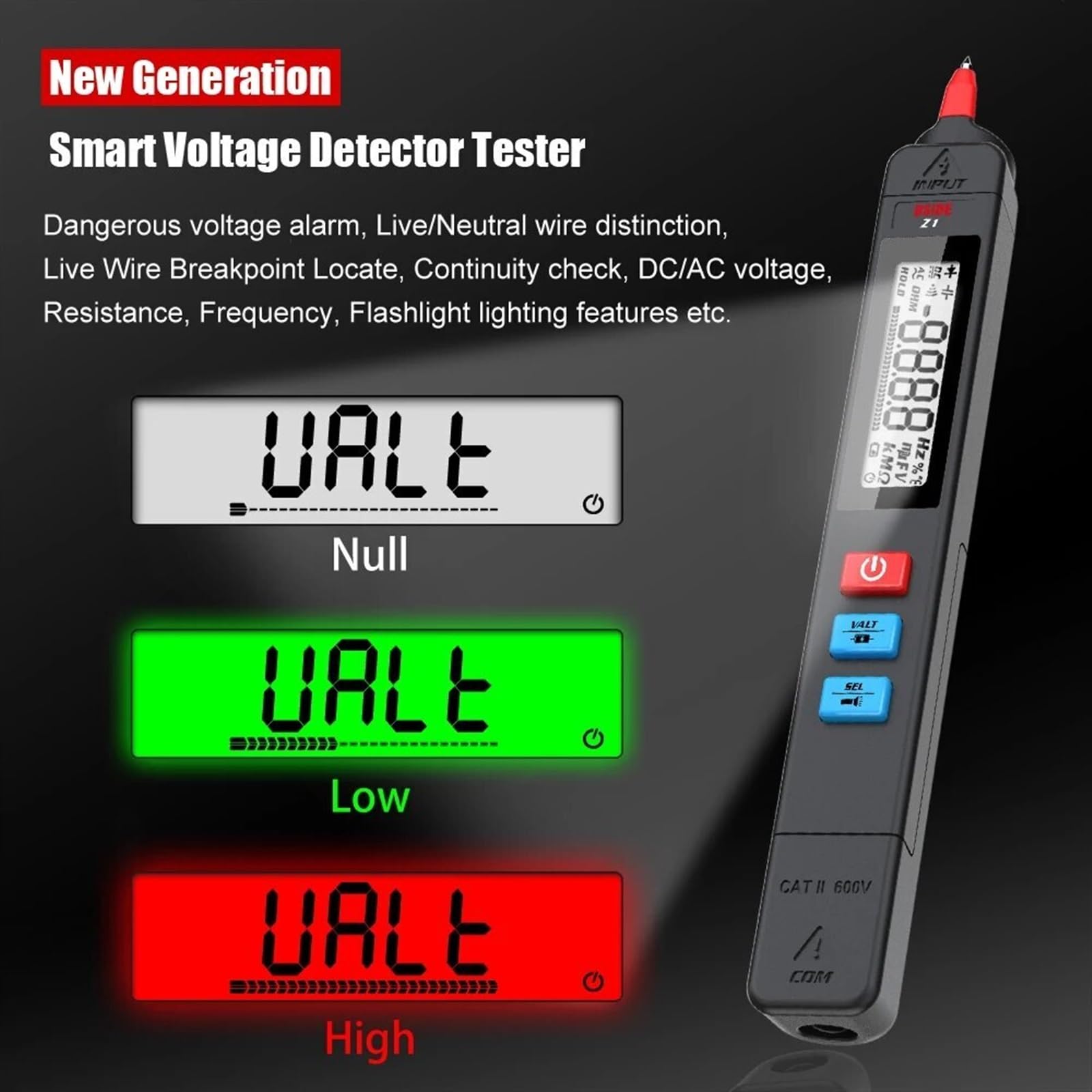 Tester detektora napięcia multimetr cyfrowy miernik napięcia AC DC z diodą pojemności pióra elektrycznego bezstykowego