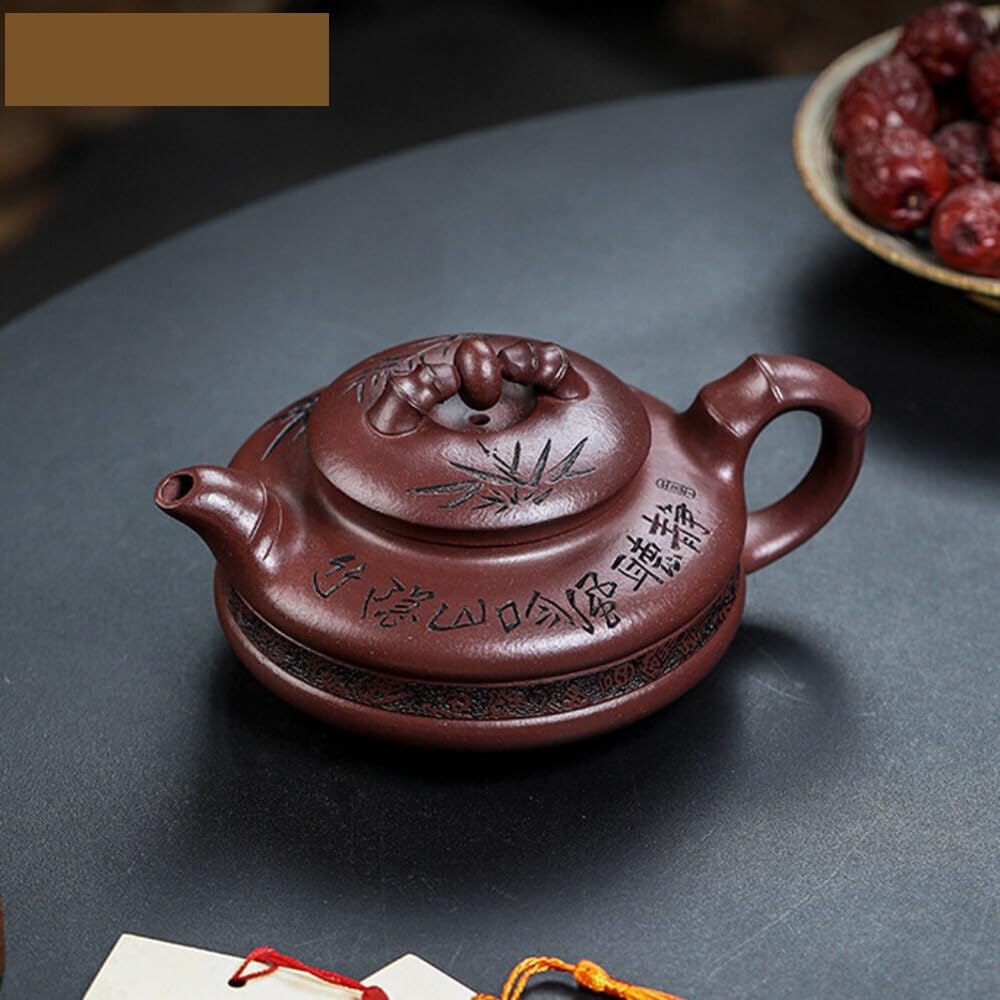 Dzbanek do herbaty 480 ml, tradycyjny, fioletowy, gliniany, ręcznie robiony, chiński czajniczek do zaparzania, chiński zestaw do herbaty Zisha, dzbanek do herbaty z zaparzaczem