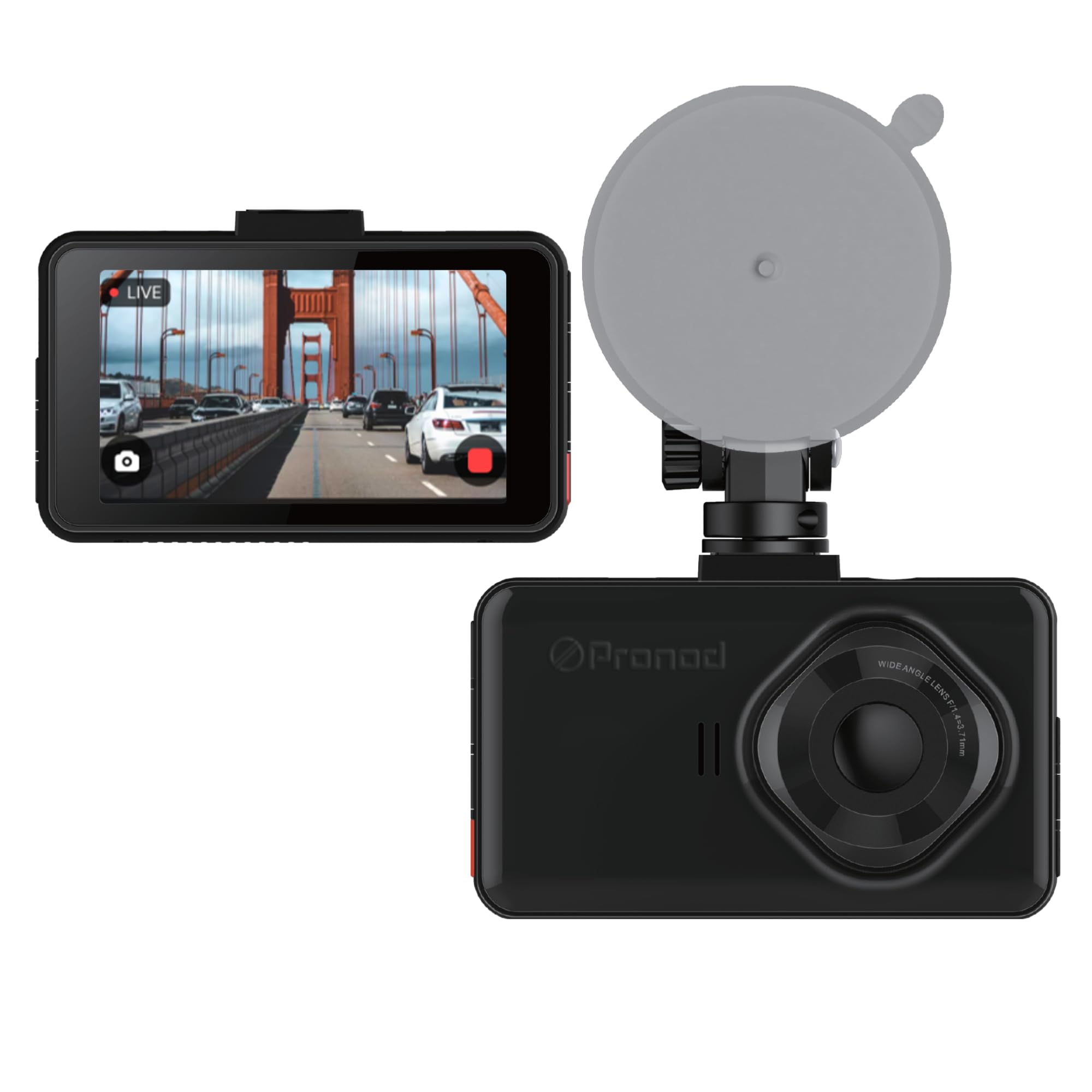 PRONOD WiFi PRONOD Dashcam for Car – Dual Camera(2K+1K), Starlight Night Vision, G-Sensor, Parking Monitor, Loop Recording, Free 128 GB SD Card, 12-Month Warranty, GPS, 3" Touch Screen, Easy DIY Setup