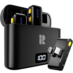 Rythflo Wireless Lavalier Microphone for iPhone/Android/iPad/Laptop Dual Lav Mic with Charging Case, AI Noise Reduction, 50H Battery, 230ft Range, Lapel Microphones for Video Recording, Vlogging