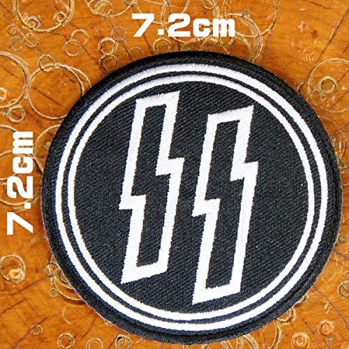 WW2 ドイツ軍　ワッペン　徽章 Amazon.co.jp: 刺繍アイロンワッペン【SSマーク/親衛隊】黒 丸