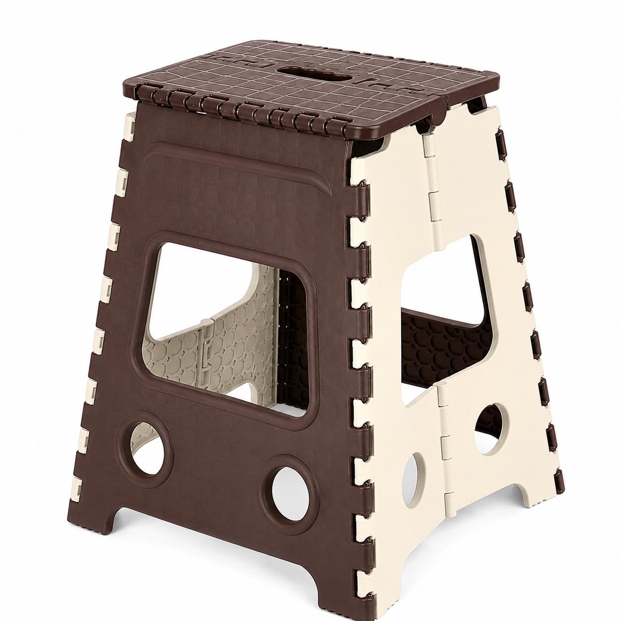 Heavy-Duty Foldable Plastic Step Stool with Carry Handle | Non-Slip Textured Surface, Folds Flat for Storage, Multi-Purpose Use, Durable Construction, Lightweight & Portable-image-24