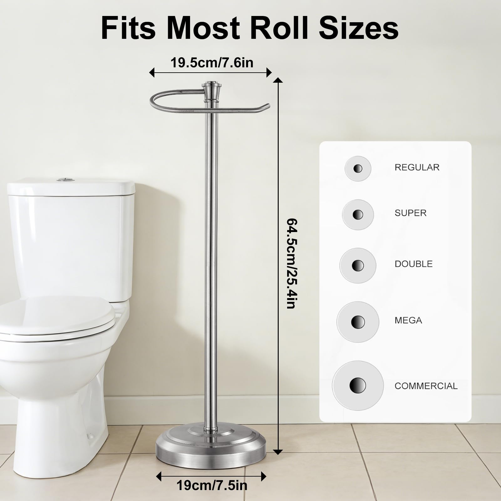 Brushed Nickel Toilet Paper Holder Free Standing，Stainless Steel — Amazon image 4