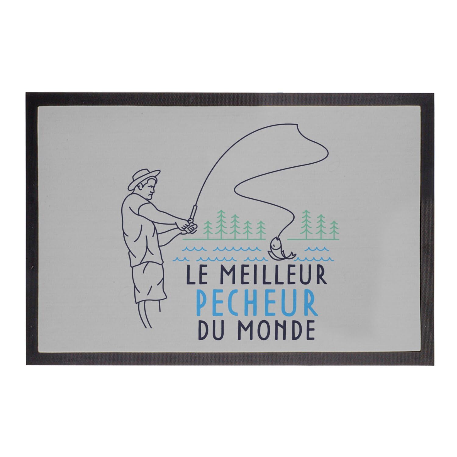 Paillasson Gris pêche en rivière et lac devant la porte d'entrée