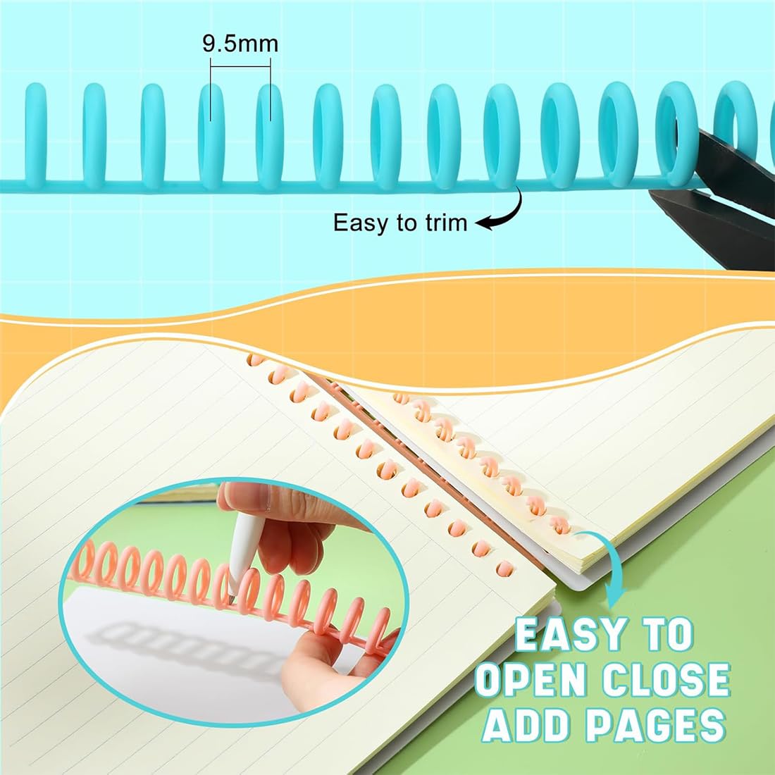 20 Piezas Anillas para Encuadernar 30 Anillas Anillas Encuadernar de Plástico Canutillos Encuadernar Anillos de Hojas Sueltas para A4 B5 A5 Lomo de Encuadernación DIY Papel