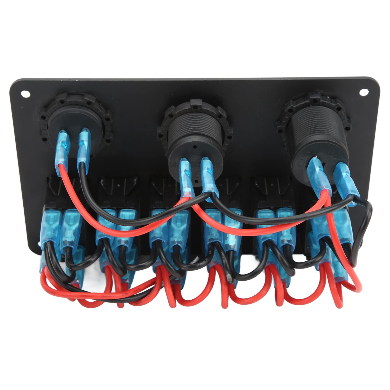 12V 24V 6-krotny Panel przełączników kołyskowych z woltomierzem podwójny Port USB niebieskie podświetlenie wodoodporne dla łodzi morskiej RV SUV Truck