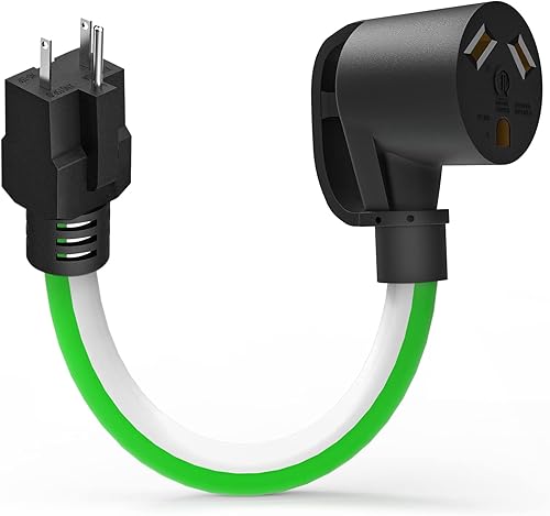 RVVIN Cable adaptador RV de 15 amperios a 30 amperios y 110 voltios, cable adaptador de 12 pulgadas NEMA 5-15P macho a TT-30R hembra, convertidor
