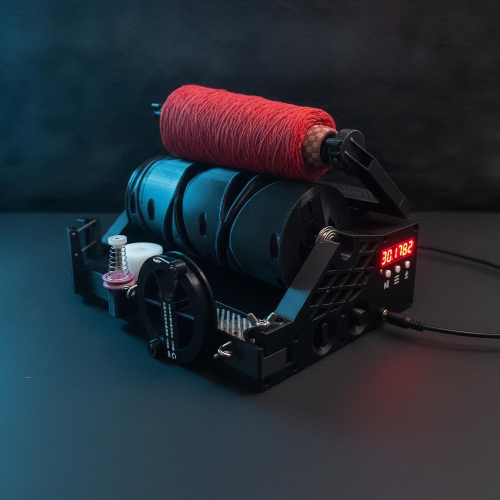 Bobinatrice Elettrica da Tavolo Regolabile Bobinatore da Tavolo Compatta Attrezzatura per Artigiani, Laboratorio, Rosso