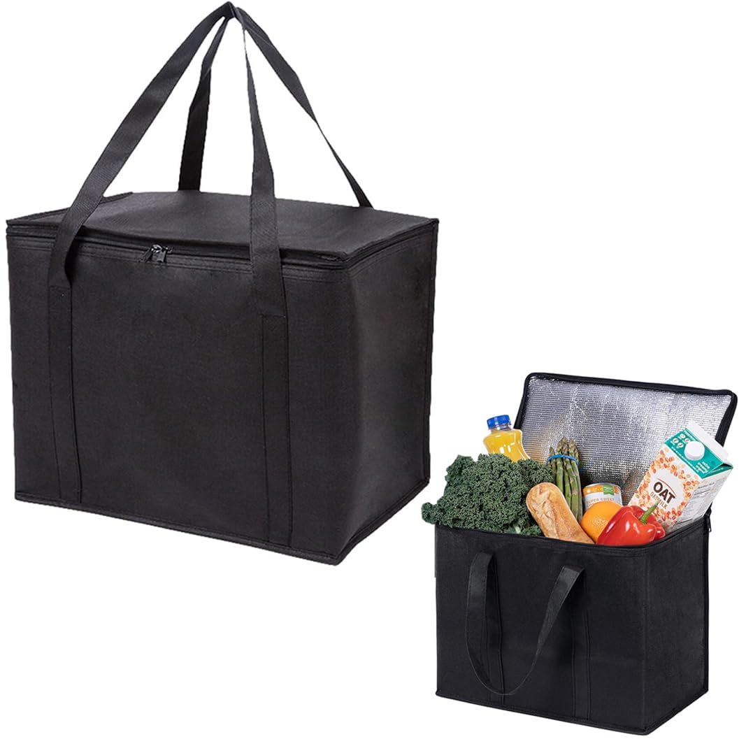 18 L Insulated Shopping Bag,Collapsible Zipper Closure Insulated Cool Bag,Premium Quality Reusable Grocery Large,Easy to Carry Design for Delivery Camping Picnic Grocery Travel,Keep Food Warm or Cool