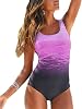 Bsubseach Women Tummy Control One Piece Bathing Suit Criss Cross Back Swimsuit
