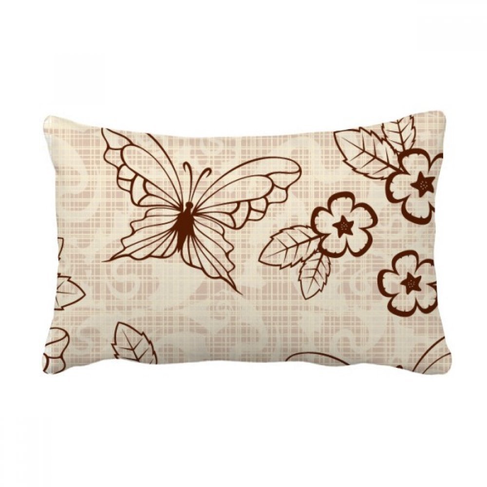 Coussin lombaire papillon et fleurs décoratif vintage multicolore pour canapé 40x60 cm