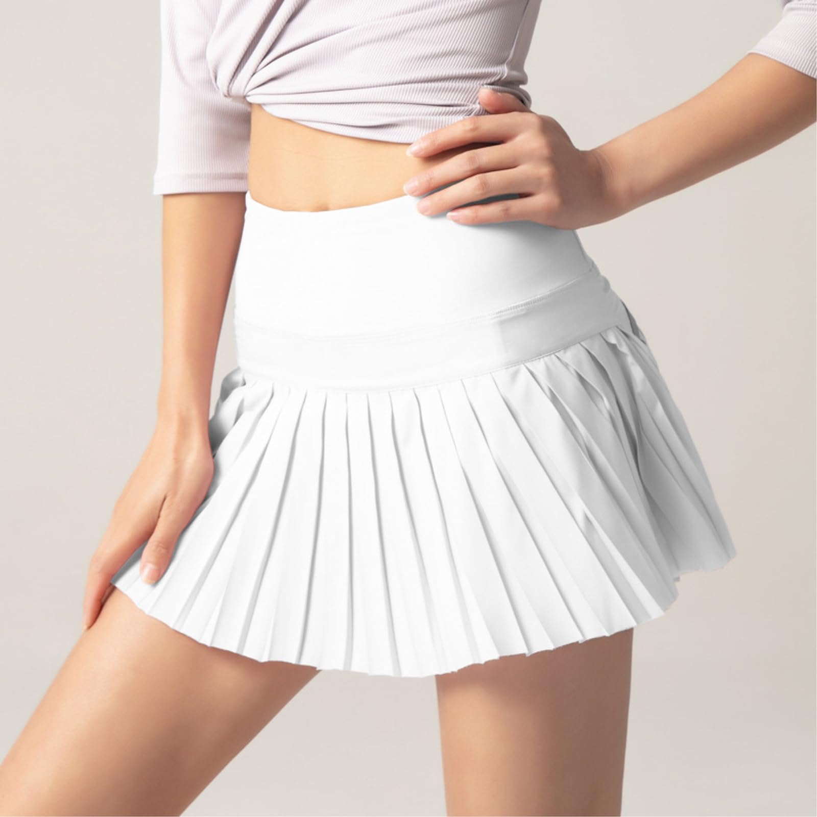 Damska spódnica tenisowa Spódnica tenisowa, do fitnessu, golfa, biegania, plisowana, sportowa, wysoka talia, różowa-M