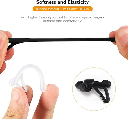 Miniatura 6 de SMARTTOP Funda de agarre para gafas con diseño de gancho, suave y cómodo, 6 pares (negro)