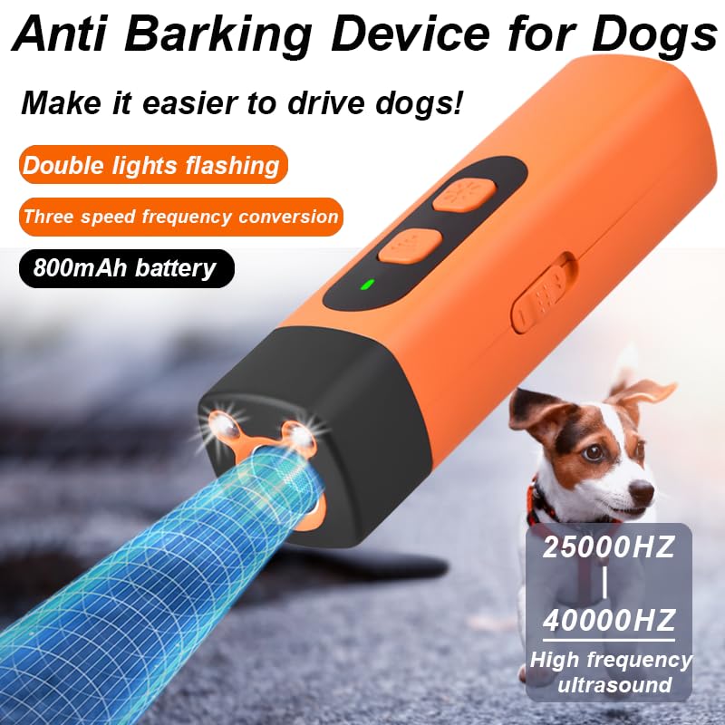 KOLGEIKJ Anti Bell Gerät Hunde, Ultraschall Hundeabwehr mit 3 Einstellbaren Frequenzen LED-Taschenlampe, Wiederaufladbar Antibell Ultraschall Gerät, Hunde Bellen Stoppen für Kleine Große Black