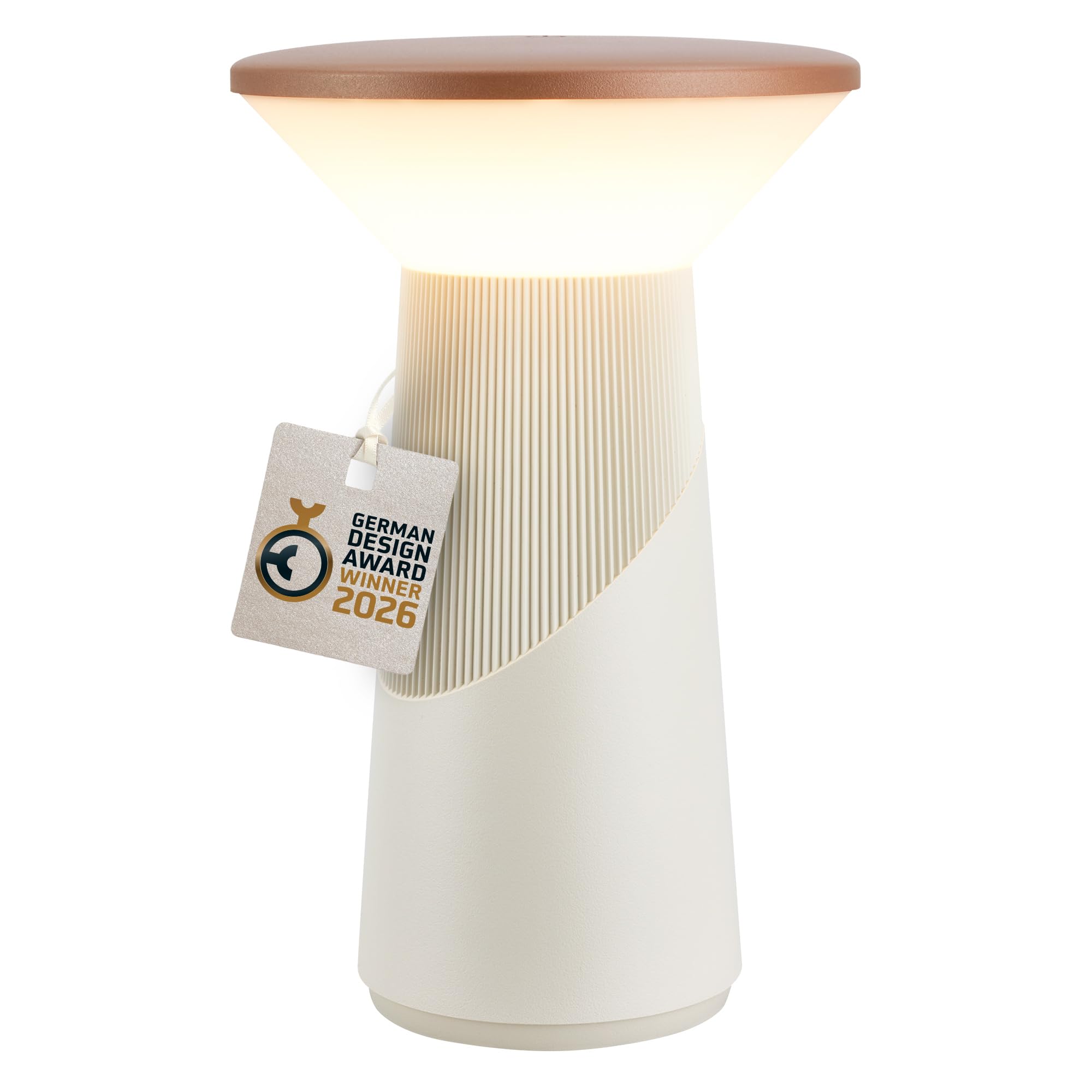 BRILONER - Pilia LED Tischlampe kabellos IP44 mit Touch, dimmbar, warmweißes Licht, Tischlampe Akku, Nachttischlampe, Leselampe, LED Lampe, German Design Award Winner 2026, 15x24 cm, Hellgrau-Coffee