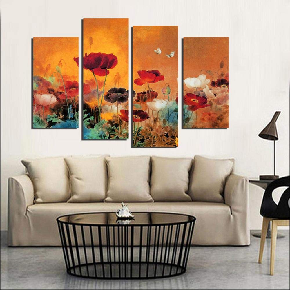 Sticker pour vivre chambre et salon zen avec peinture florale HD
