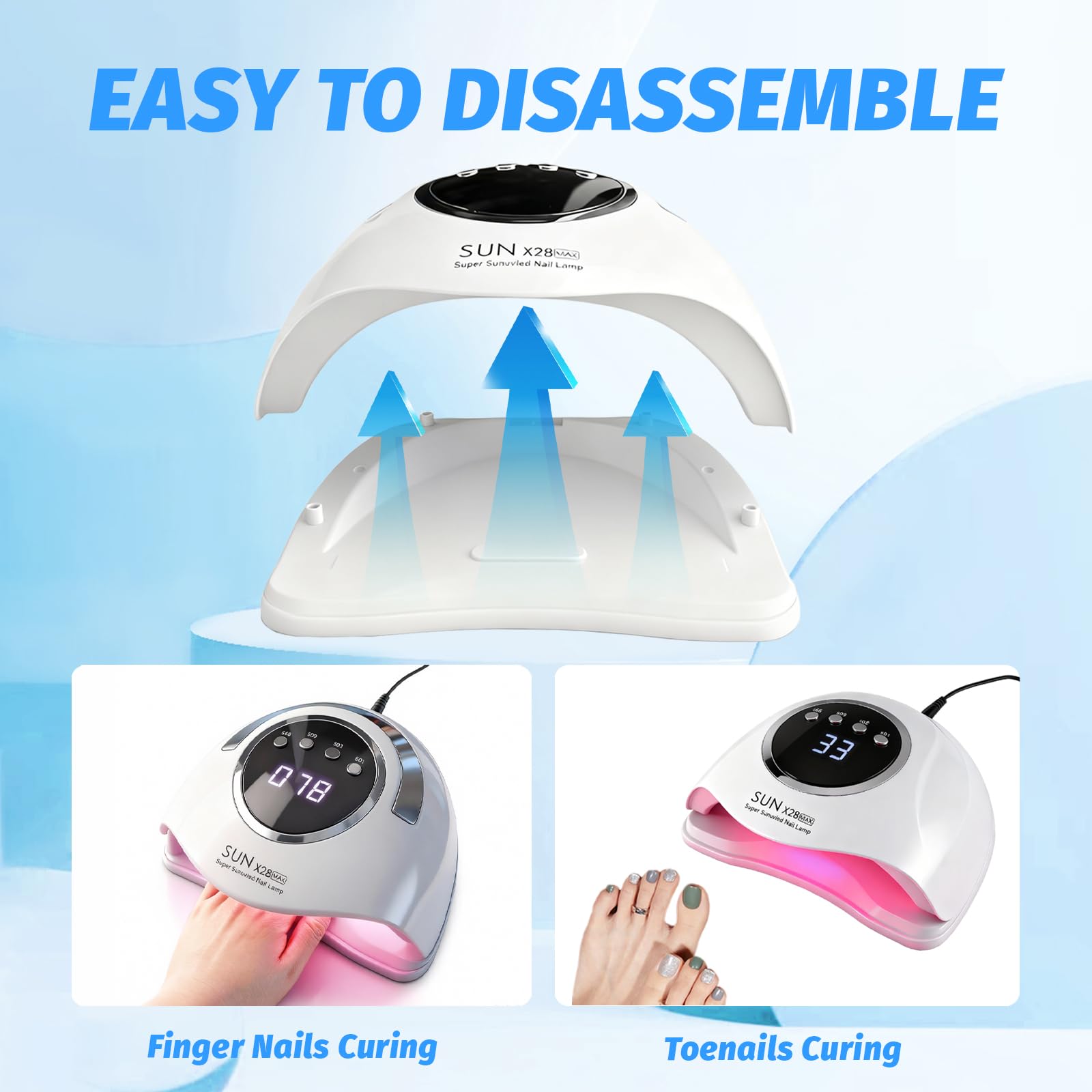 Lampada UV LED professionale da 500 W con 90 LED - Sensore intelligente e 4 timer per un'asciugatura rapida dello smalto gel - Asciugatore per unghie di qualità professionale per uso domestico