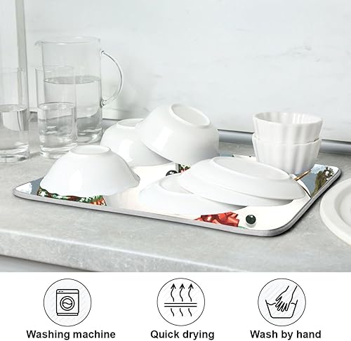 Vista 76 de Tapete de secado de platos de mariposas botánicas para encimera de cocina, almohadilla de secado de microfibra absorbente, grande, 18 x 24 pulgadas
