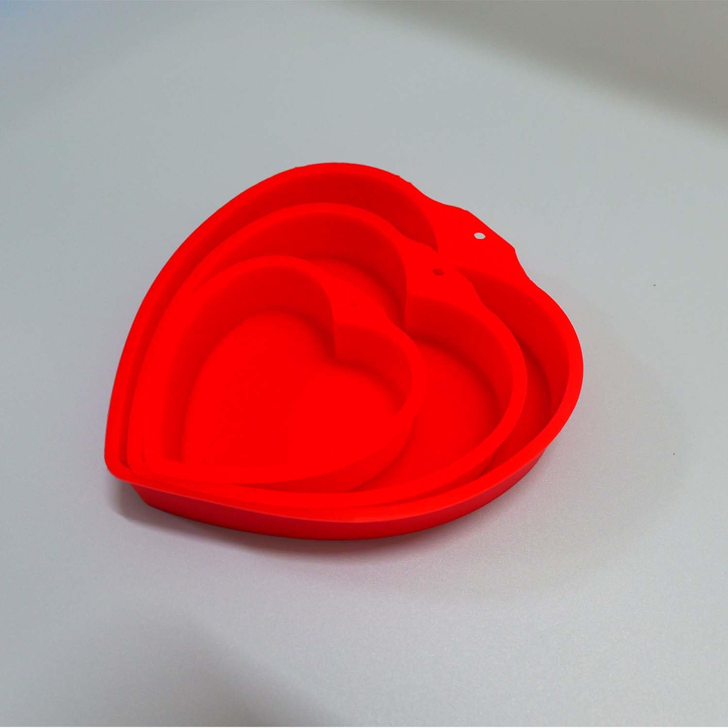 3 stampi in silicone a forma di cuore per la cottura di San Valentino a forma di cuore, stampi per torte a forma di cuore (rosso, 10,2 cm, 15,2 cm, 20,3 cm)