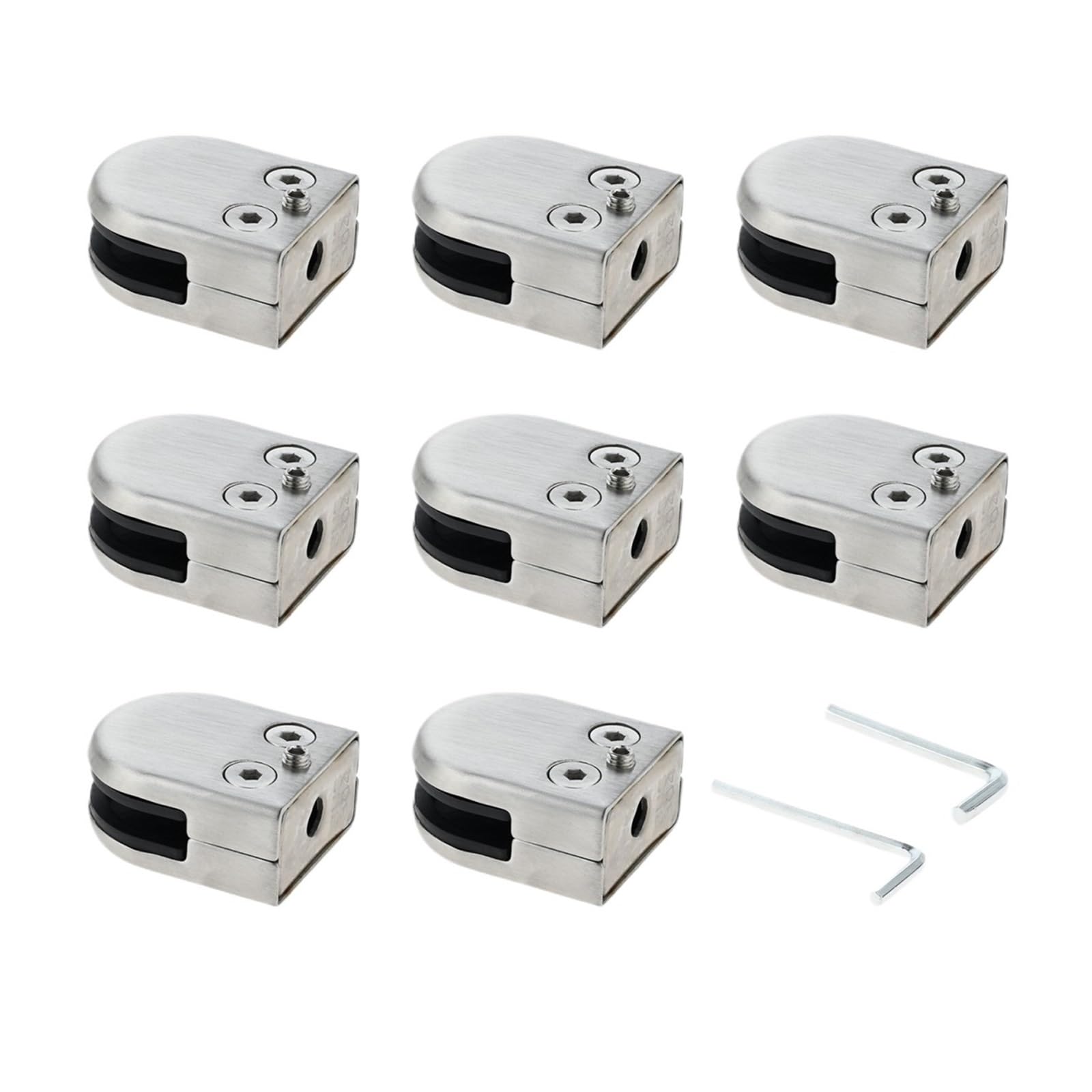 Wylqen One Color Glass Clamp 4Pcs Stainless Steel Glass Clamps Thickness Support Brackets Clips With Hex Screwdriver For Bathroom Cabinet Wine Rack